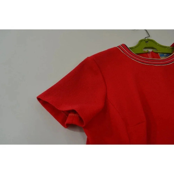 Vintage Red Polyester Shift Dress Fortrel Knit Dress with Button  Detail Tricot - Picture 7 of 10